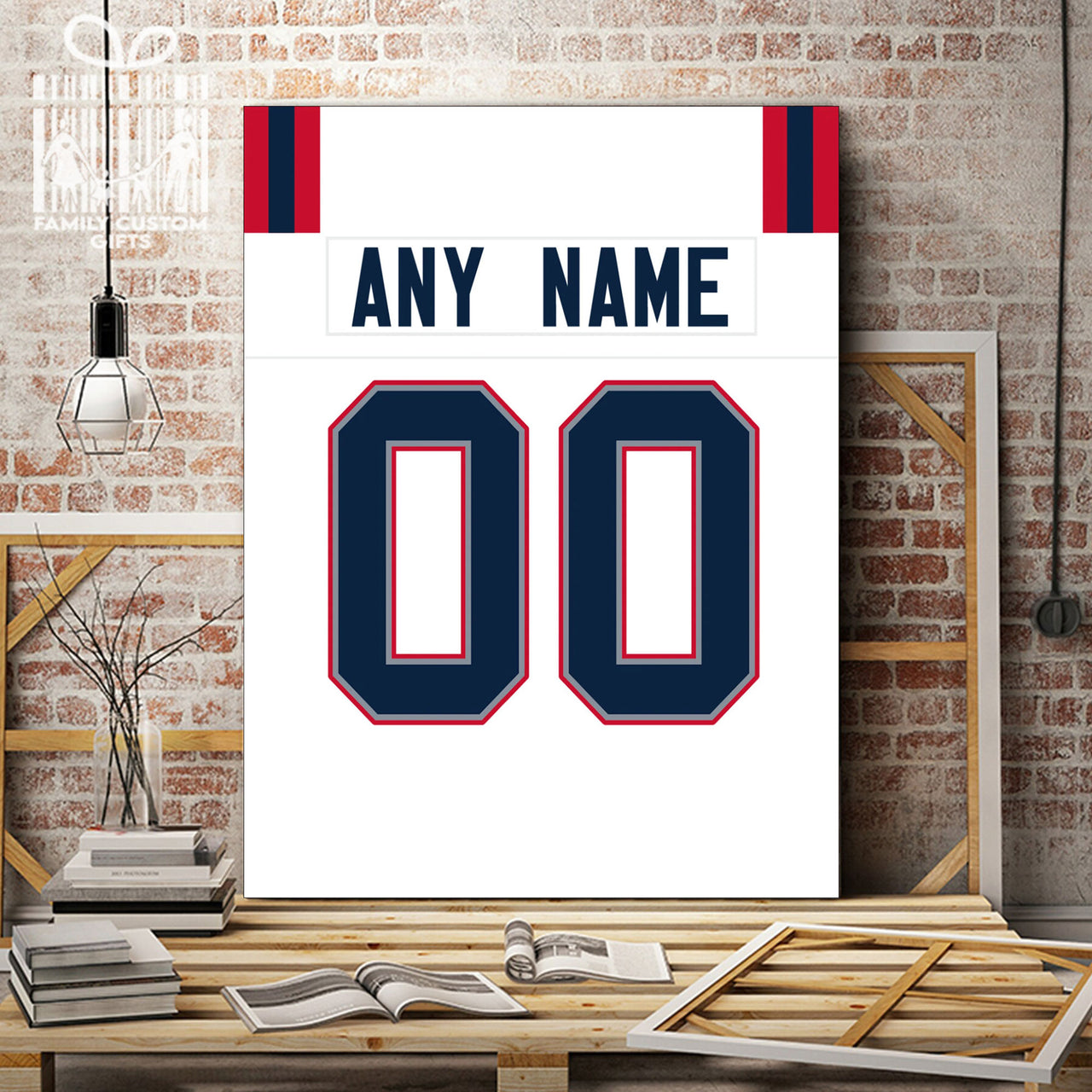 New England Jersey Custom Canvas Print Wall Art for Boy Girl Men Women Football Personalized Canvas Art