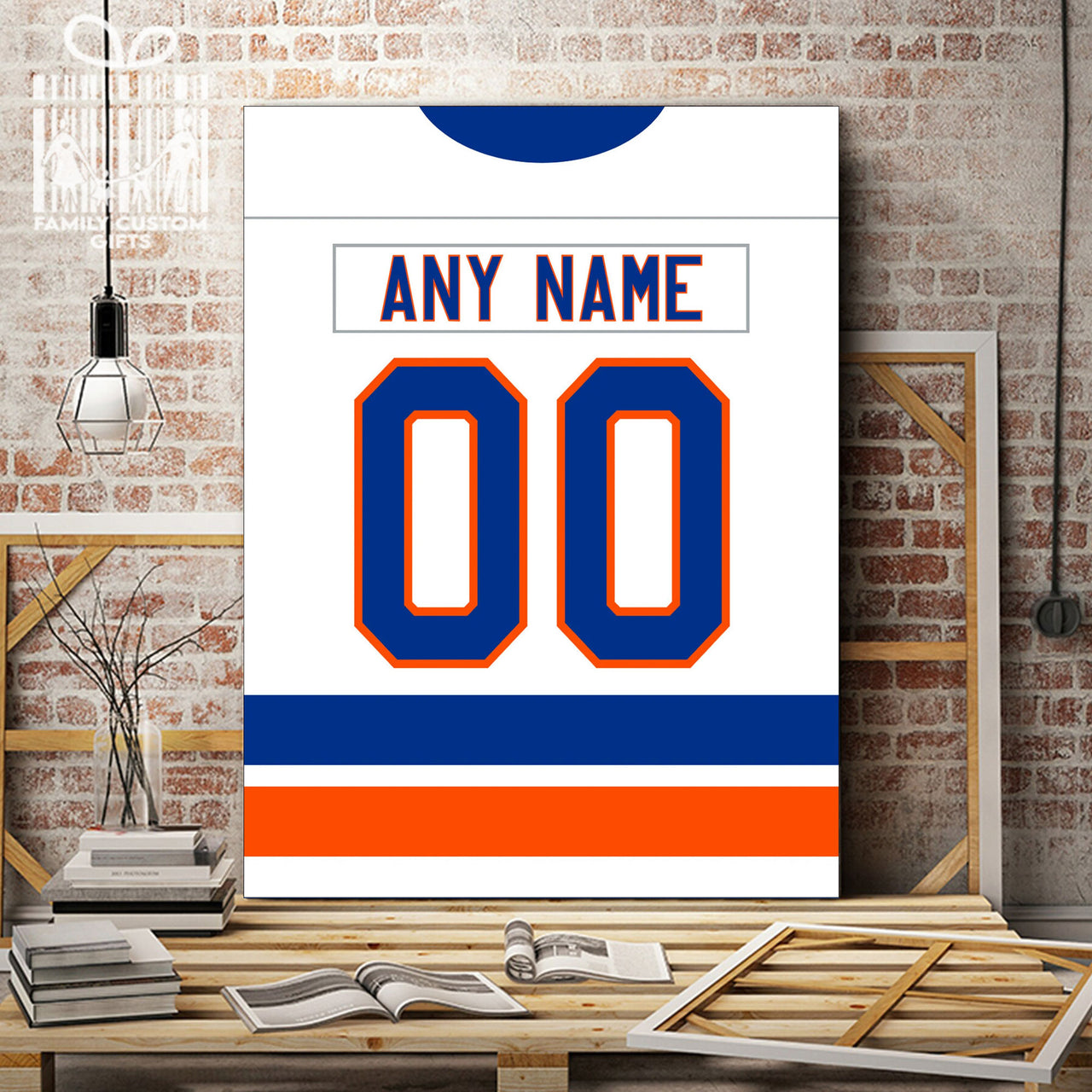 New York Jersey Custom Canvas Print Wall Art for Boy Girl Men Women Hockey Personalized Canvas Art