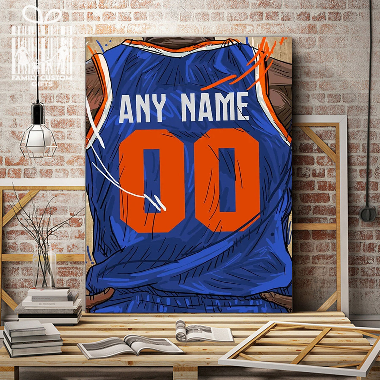 New York Knicks Jersey Custom Canvas Print Wall Art for Boy Girl Men Women Basketball Personalized Canvas Art