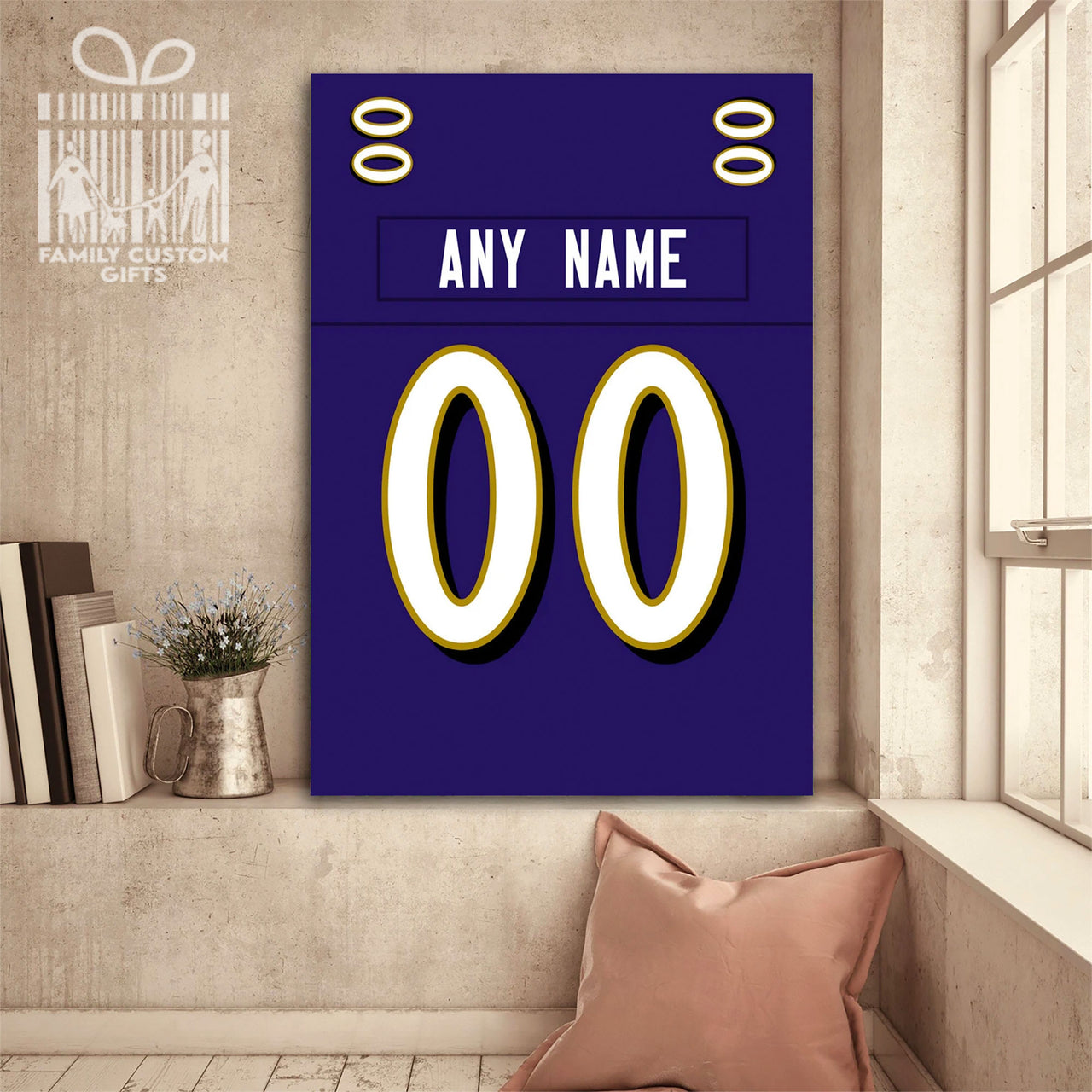 Baltimore Jersey Custom Canvas Print Wall Art for Boy Girl Men Women American Football Personalized Canvas Art