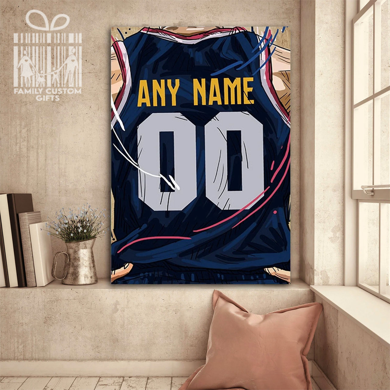 Denver Nuggets Jersey Custom Canvas Print Wall Art for Boy Girl Men Women Basketball Personalized Canvas Art