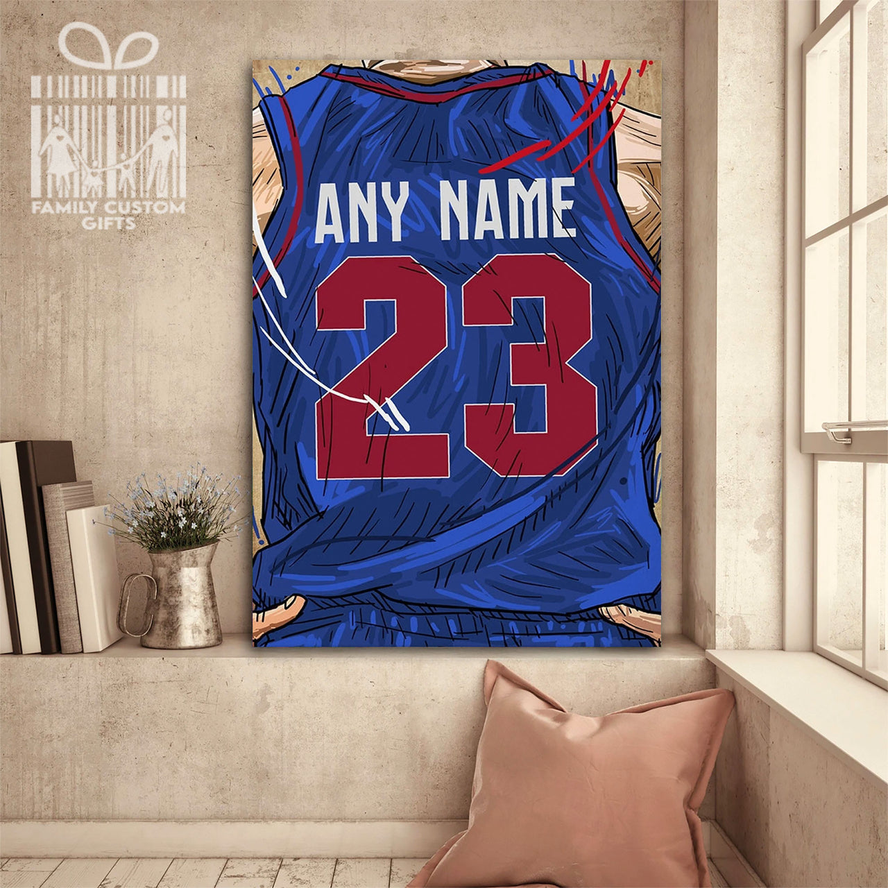 Detroit Mercy Jersey Custom Canvas Print Wall Art for Boy Girl Men Women Basketball Personalized Canvas Art