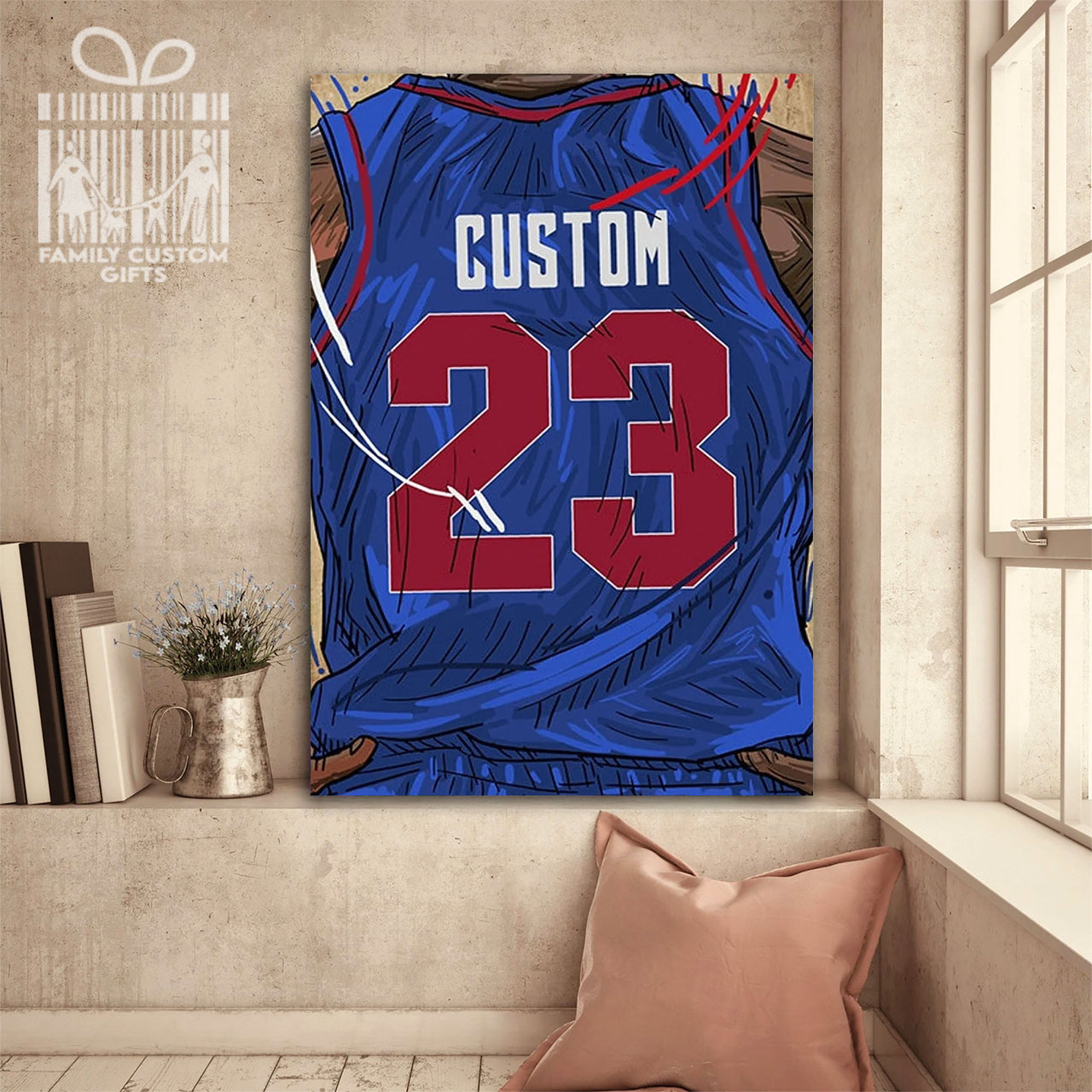 Detroit Mercy Jersey Custom Canvas Print Wall Art for Boy Girl Men Women Basketball Personalized Canvas Art