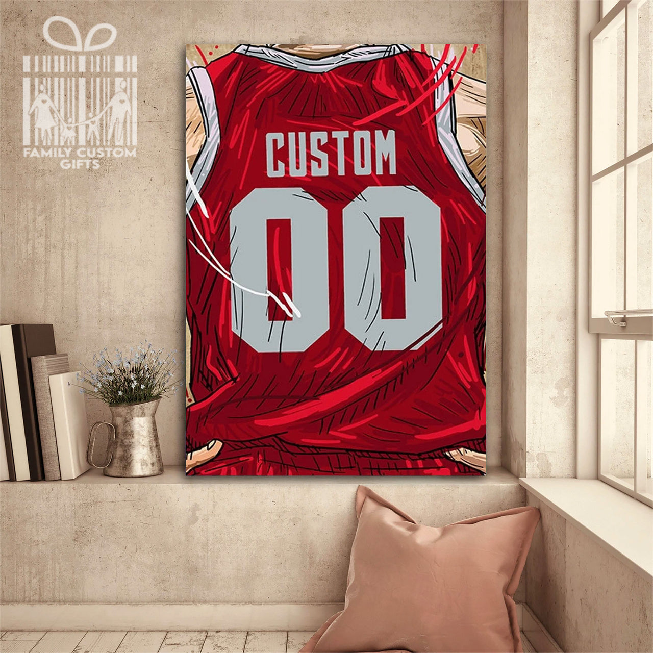 Houston Cougars Jersey Custom Canvas Print Wall Art for Boy Girl Men Women Basketball Personalized Canvas Art