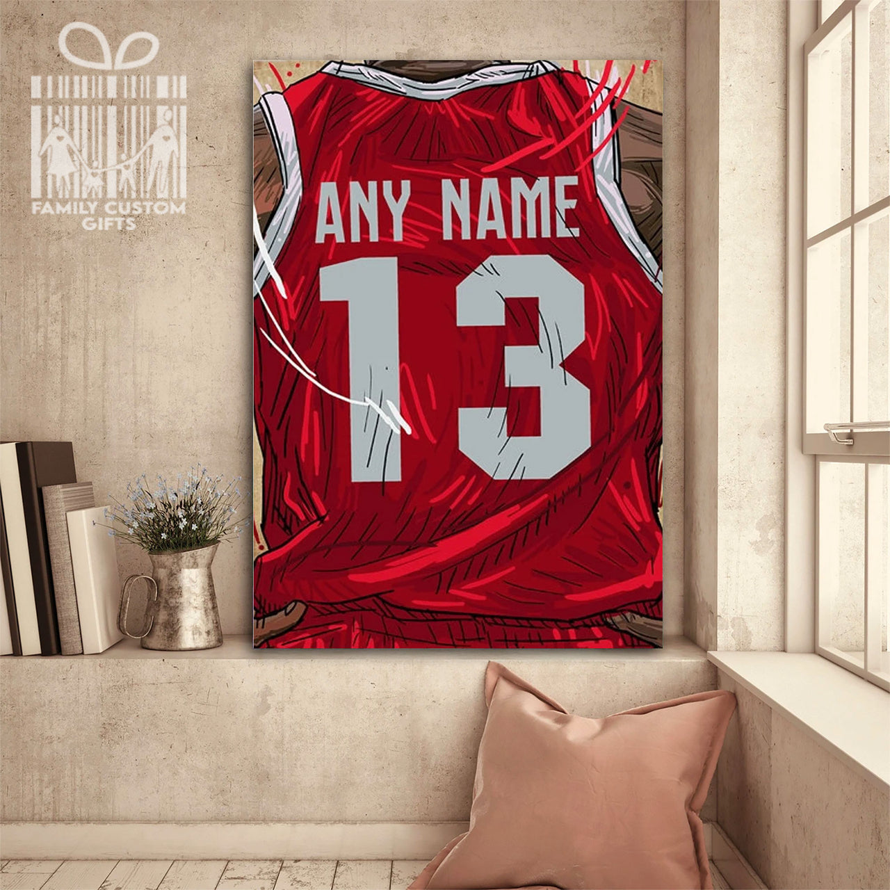 Houston Cougars Jersey Custom Canvas Print Wall Art for Boy Girl Men Women Basketball Personalized Canvas Art