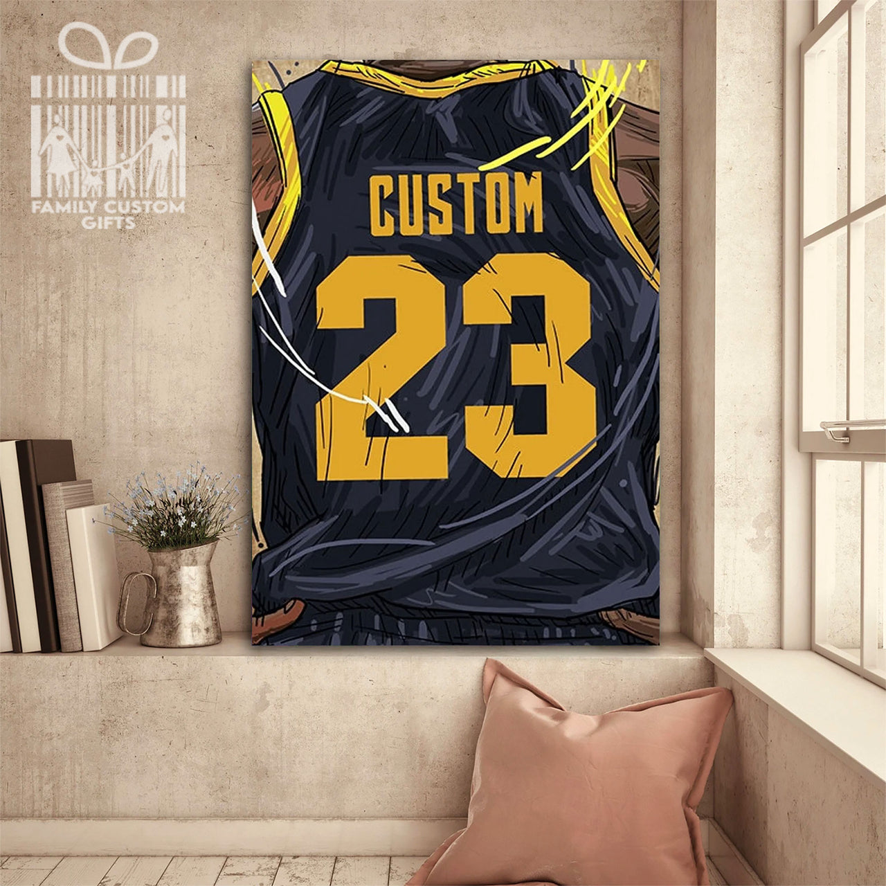 Indiana Jersey Custom Canvas Print Wall Art for Boy Girl Men Women Basketball Personalized Canvas Art