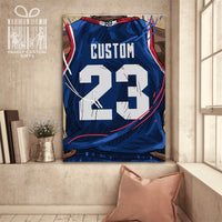 Thumbnail for Kansas Jayhawks Jersey Custom Canvas Print Wall Art for Boy Girl Men Women Basketball Personalized Canvas Art