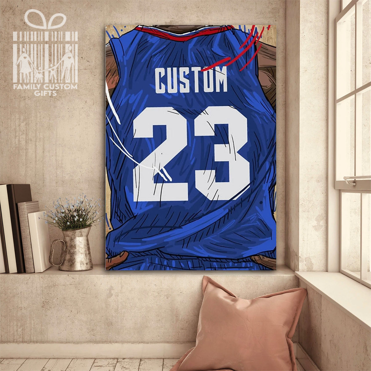 Los Angeles Clip Jersey Custom Canvas Print Wall Art for Boy Girl Men Women Basketball Personalized Canvas Art