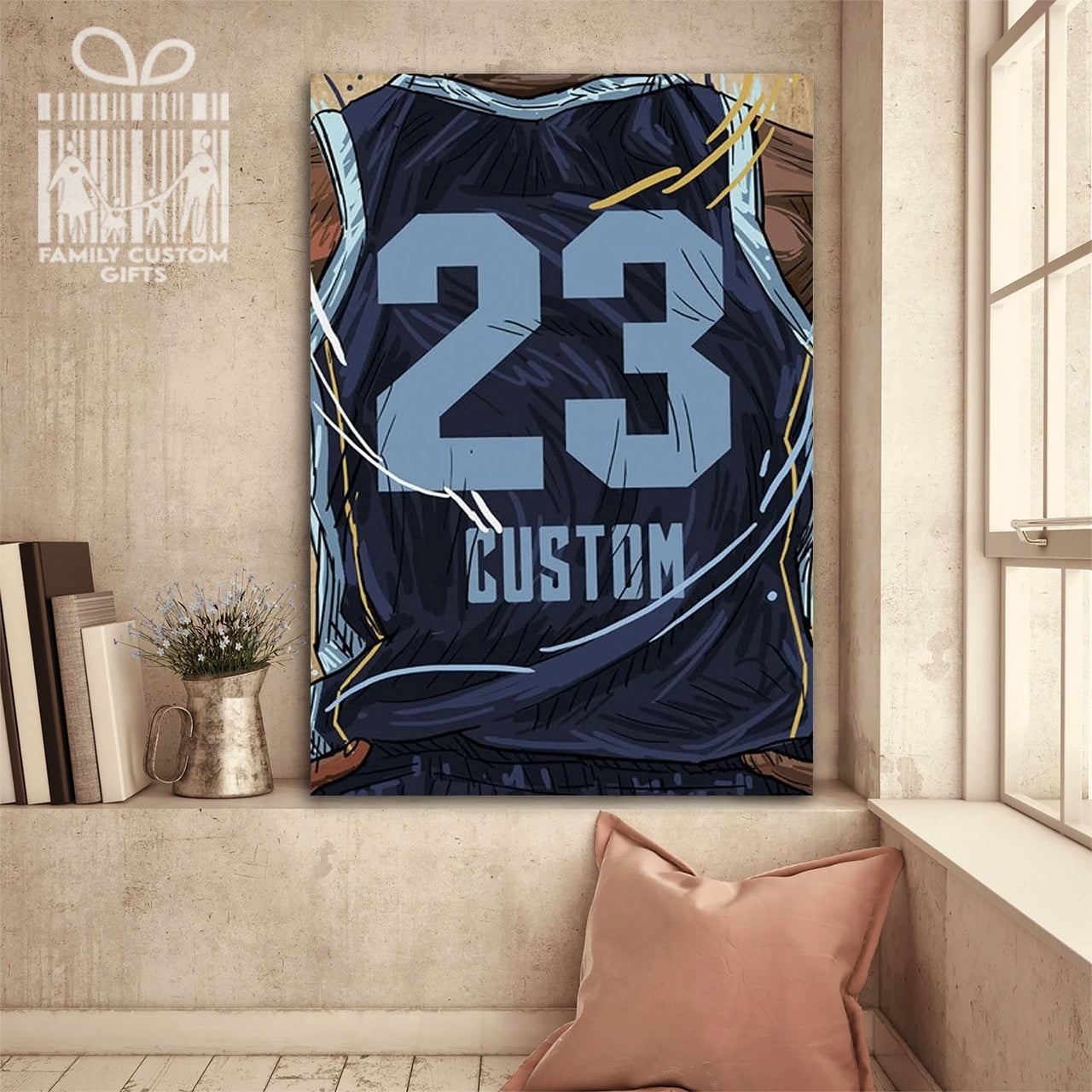 Memphis Tigers Jersey Custom Canvas Print Wall Art for Boy Girl Men Women Basketball Personalized Canvas Art