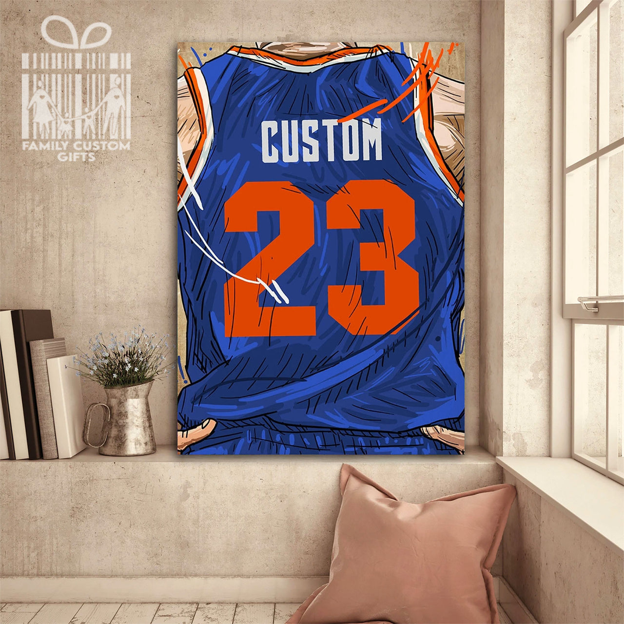 New York Knicks Jersey Custom Canvas Print Wall Art for Boy Girl Men Women Basketball Personalized Canvas Art