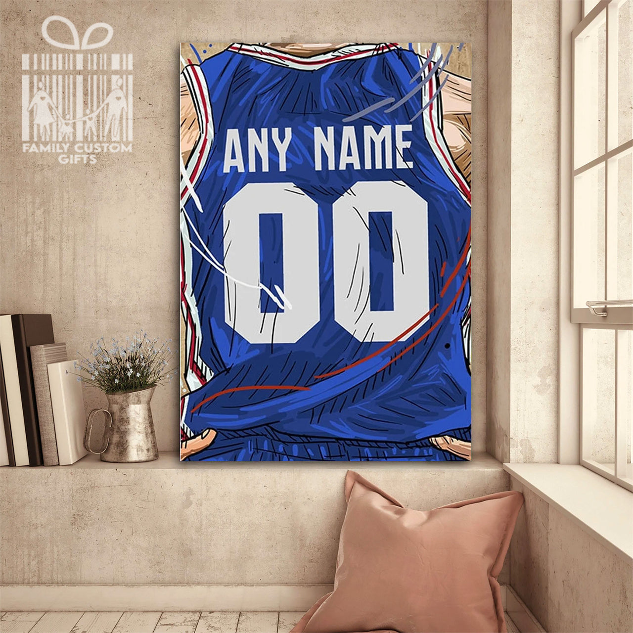 Philadelphia 76ers Jersey Custom Canvas Print Wall Art for Boy Girl Men Women Basketball Personalized Canvas Art