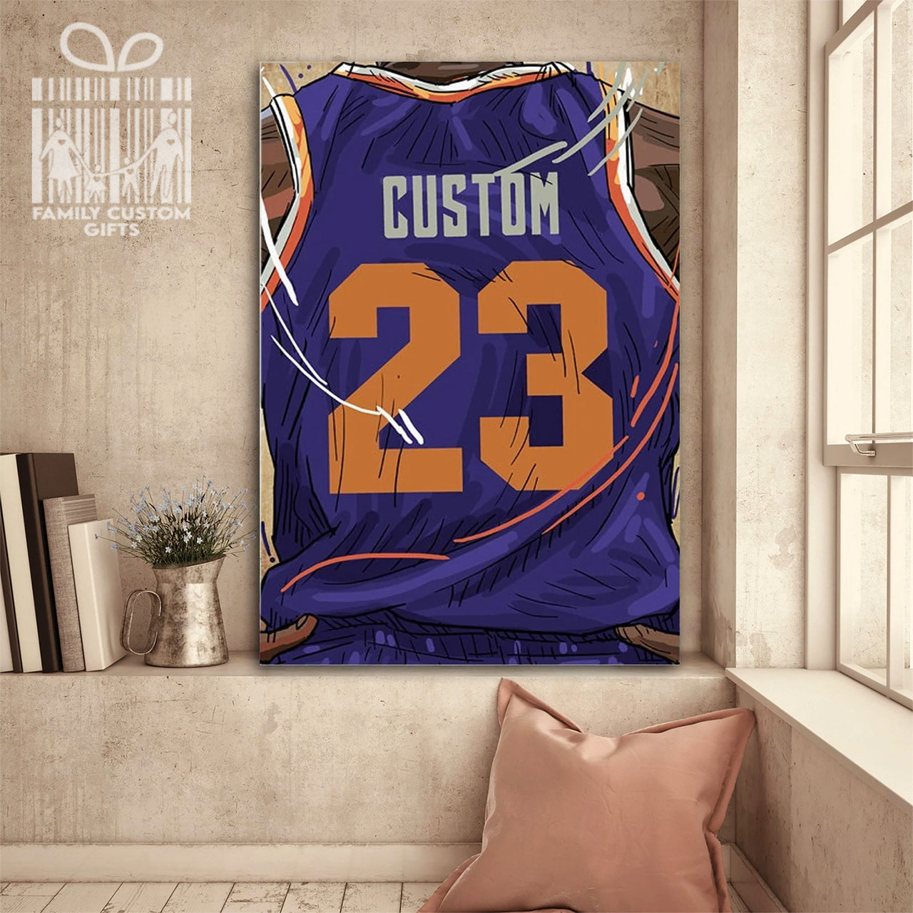 Phoenix Suns Jersey Custom Canvas Print Wall Art for Boy Girl Men Women Basketball Personalized Canvas Art