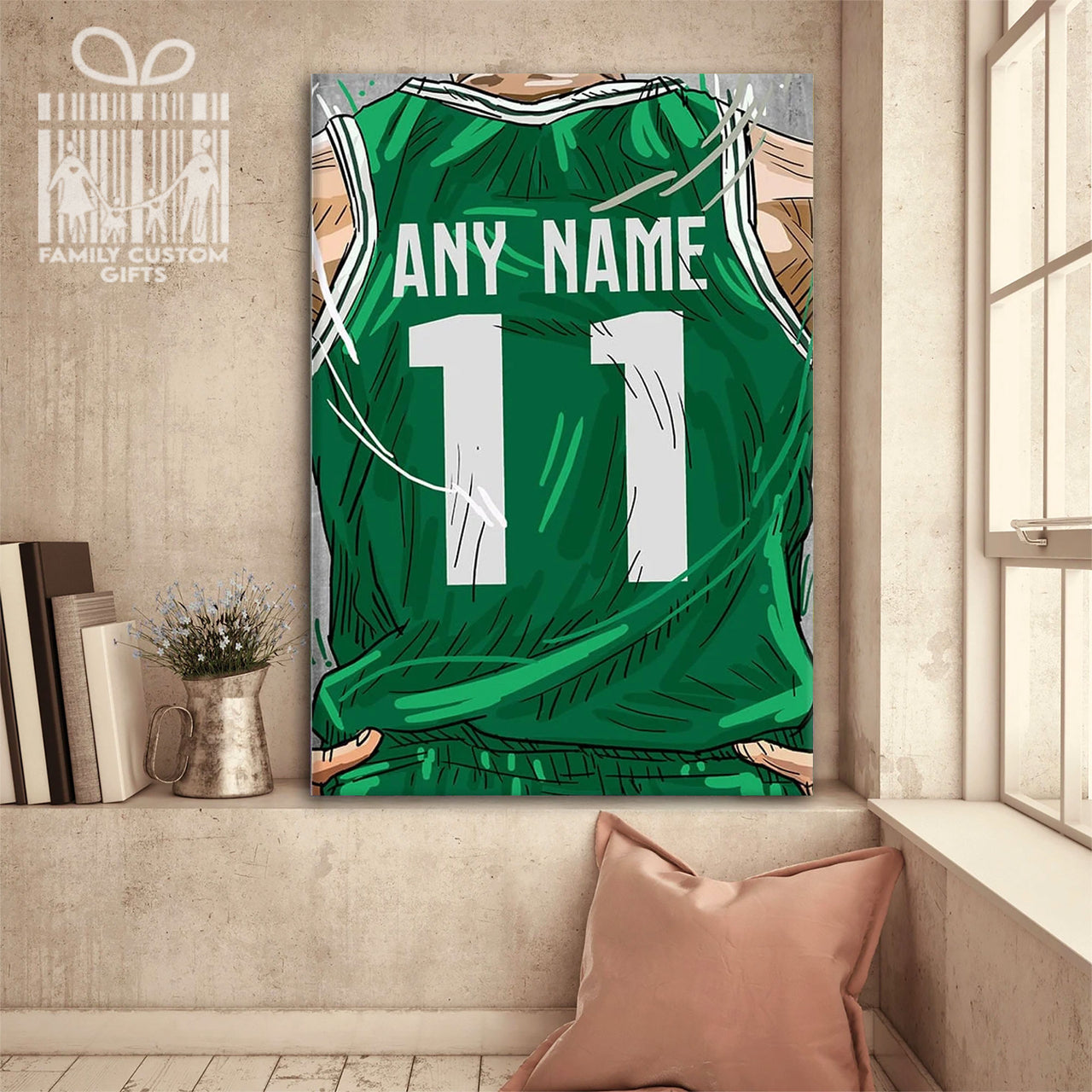 Boston Celtics Jersey Custom Canvas Print Wall Art for Boy Girl Men Women Basketball Personalized Canvas Art