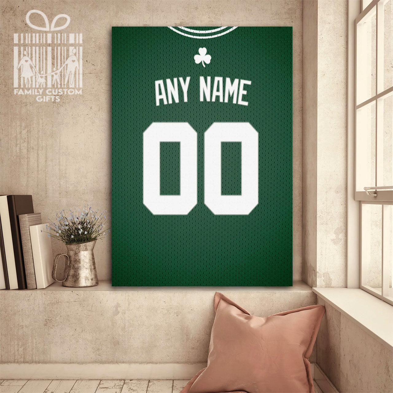 Boston Jersey Custom Canvas Print Wall Art for Boy Girl Men Women Basketball Personalized Canvas Art