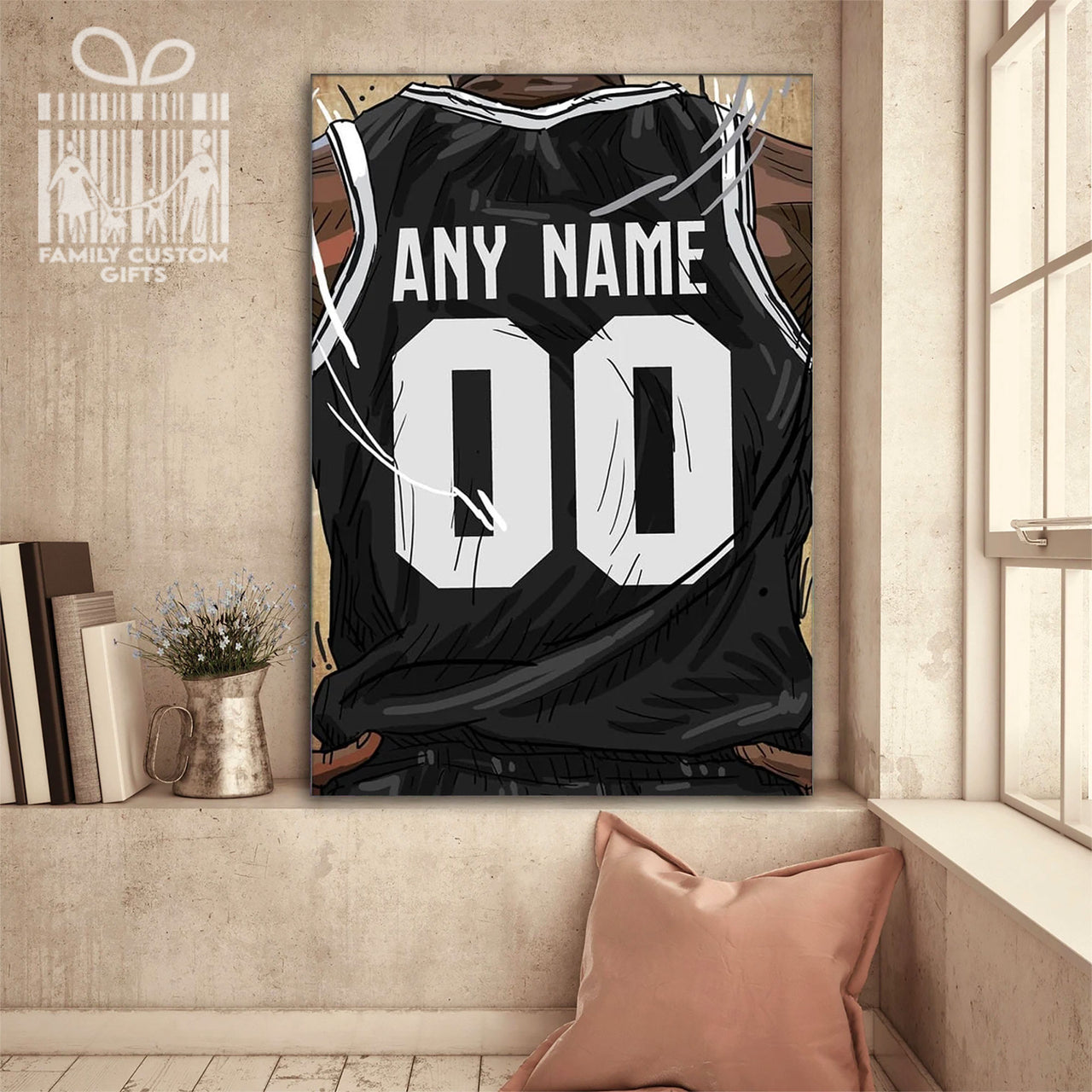 Brooklyn Nets Jersey Custom Canvas Print Wall Art for Boy Girl Men Women Basketball Personalized Canvas Art