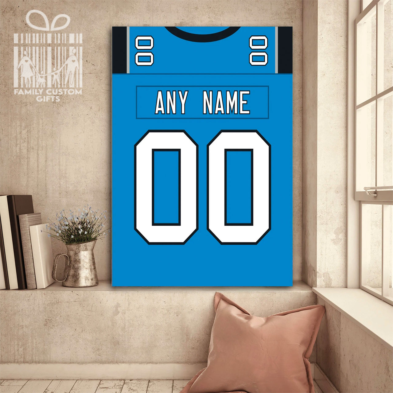 Carolina Jersey Custom Canvas Print Wall Art for Boy Girl Men Women Football Personalized Canvas Art