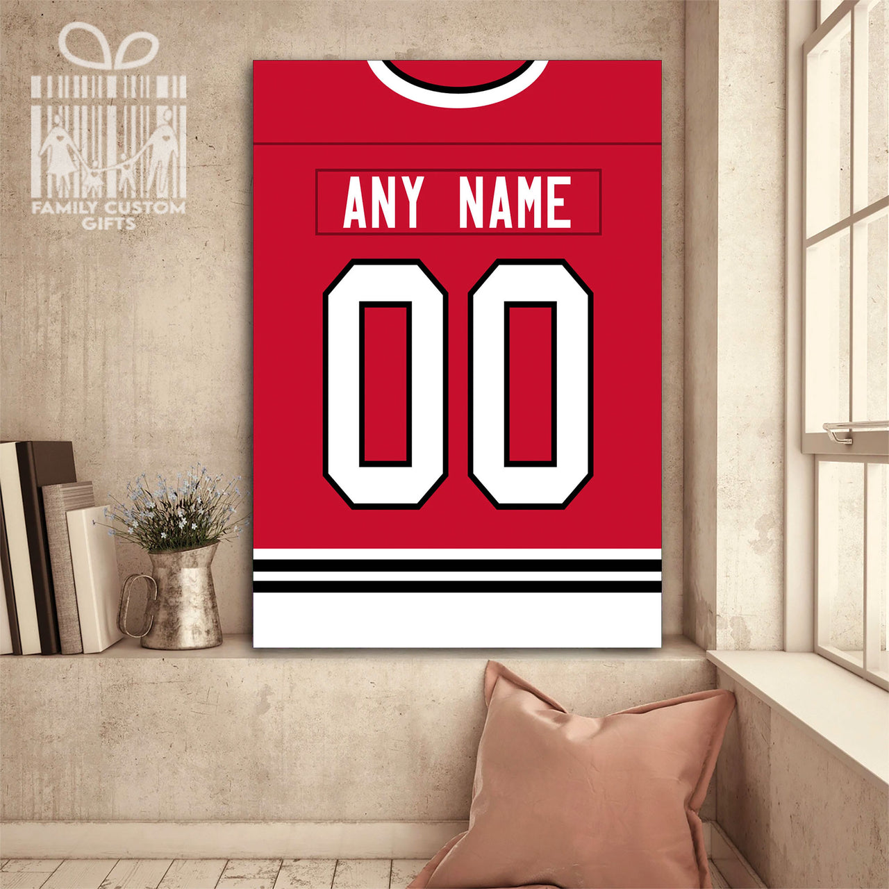 Chicago Jersey Custom Canvas Print Wall Art for Boy Girl Men Women Hockey Personalized Canvas Art