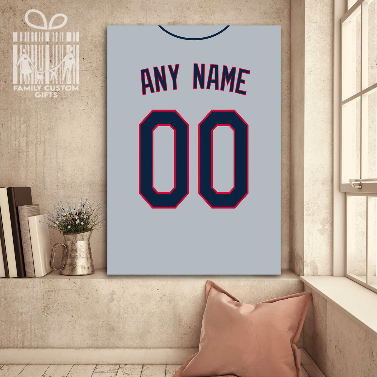 Cleveland Jersey Custom Canvas Print Wall Art for Boy Girl Men Women Baseball Personalized Canvas Art