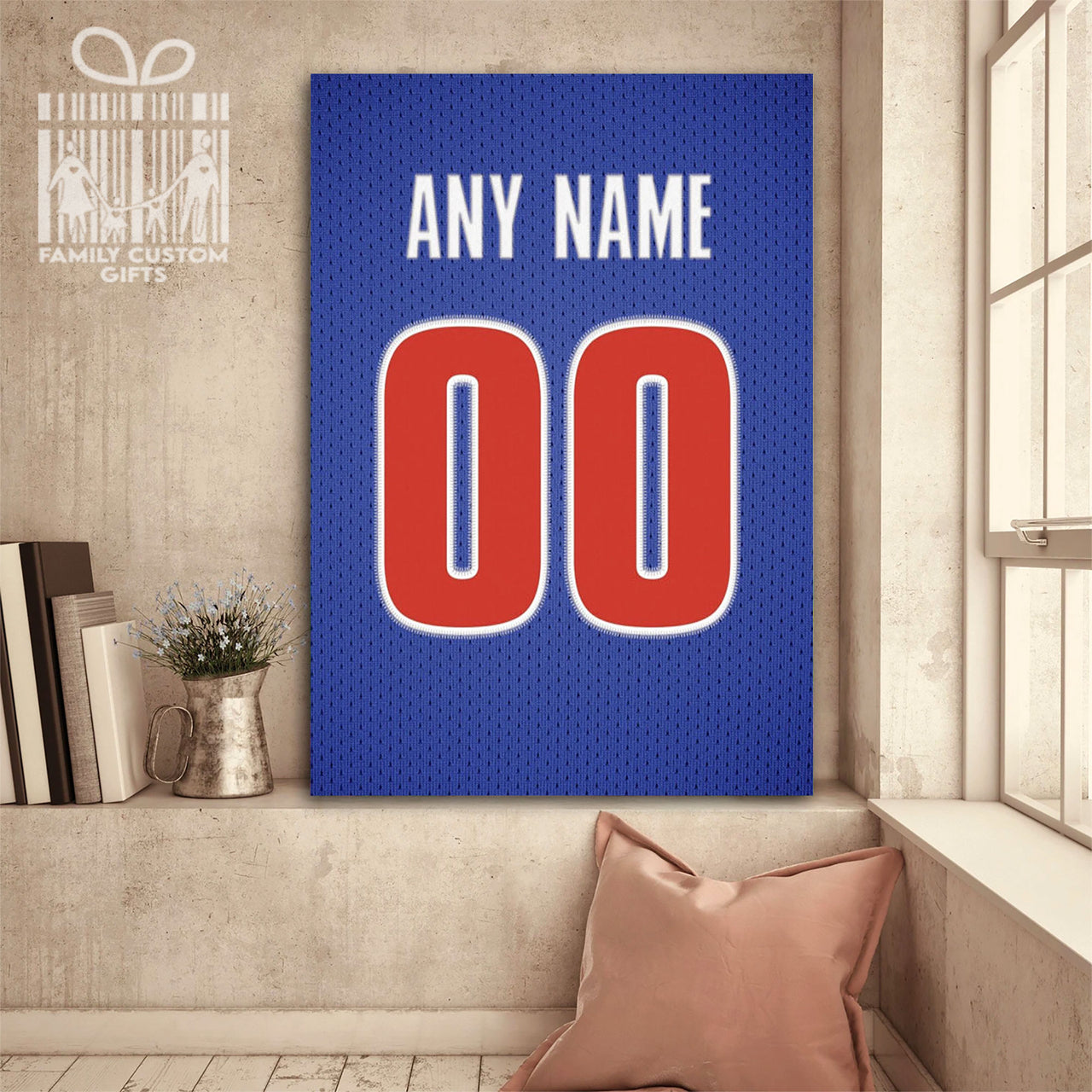 Detroit Jersey Custom Canvas Print Wall Art for Boy Girl Men Women Basketball Personalized Canvas Art