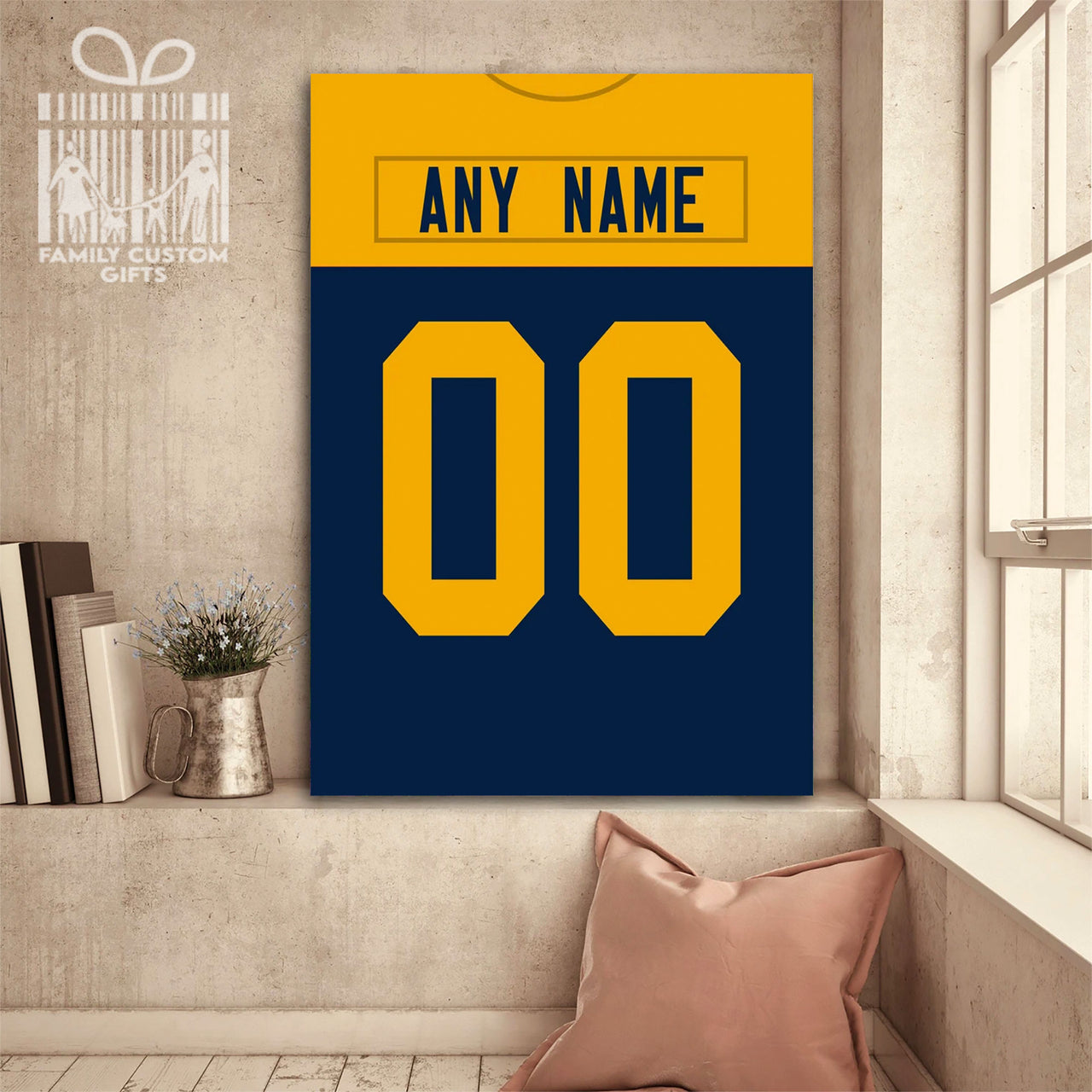 Green Bay Jersey Custom Canvas Print Wall Art for Boy Girl Men Women Football Personalized Canvas Art