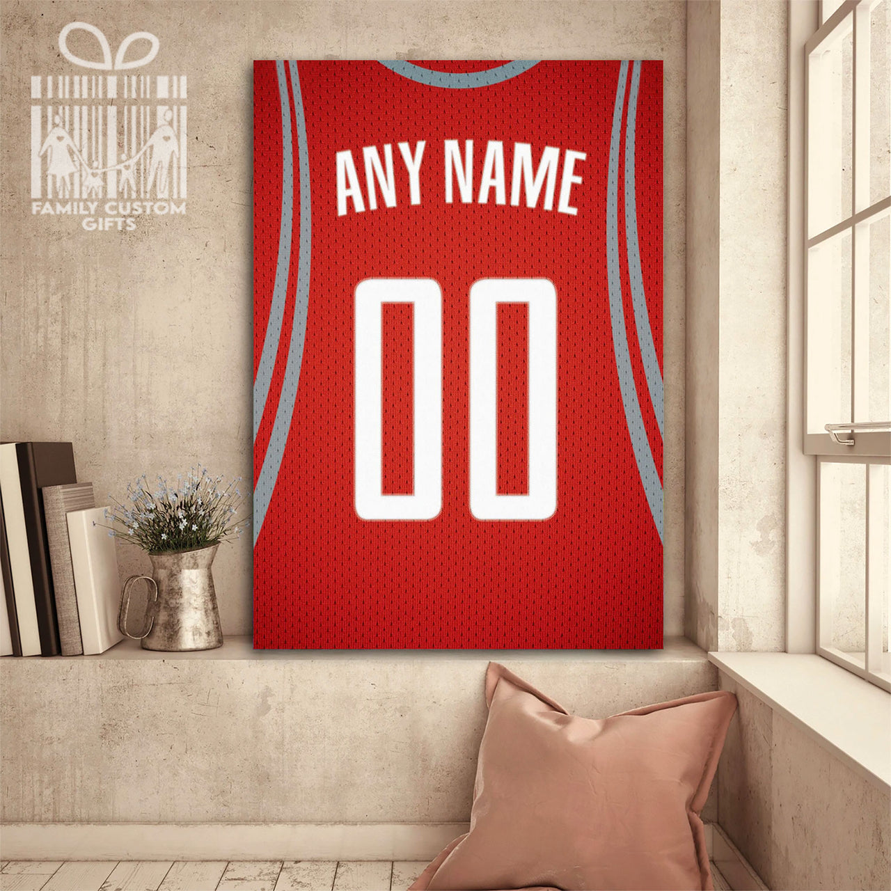 Houston Jersey Custom Canvas Print Wall Art for Boy Girl Men Women Basketball Personalized Canvas Art