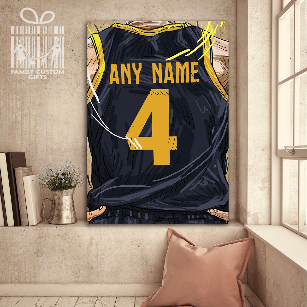 Indiana Jersey Custom Canvas Print Wall Art for Boy Girl Men Women Basketball Personalized Canvas Art