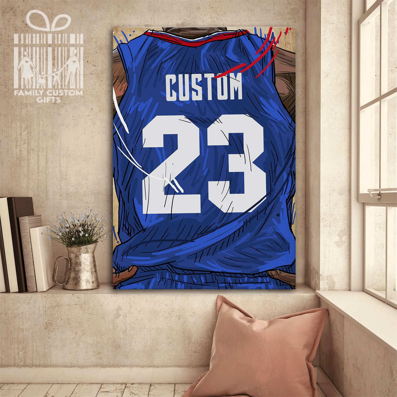 Los Angeles Clippers Jersey Custom Canvas Print Wall Art for Boy Girl Men Women Basketball Personalized Canvas Art