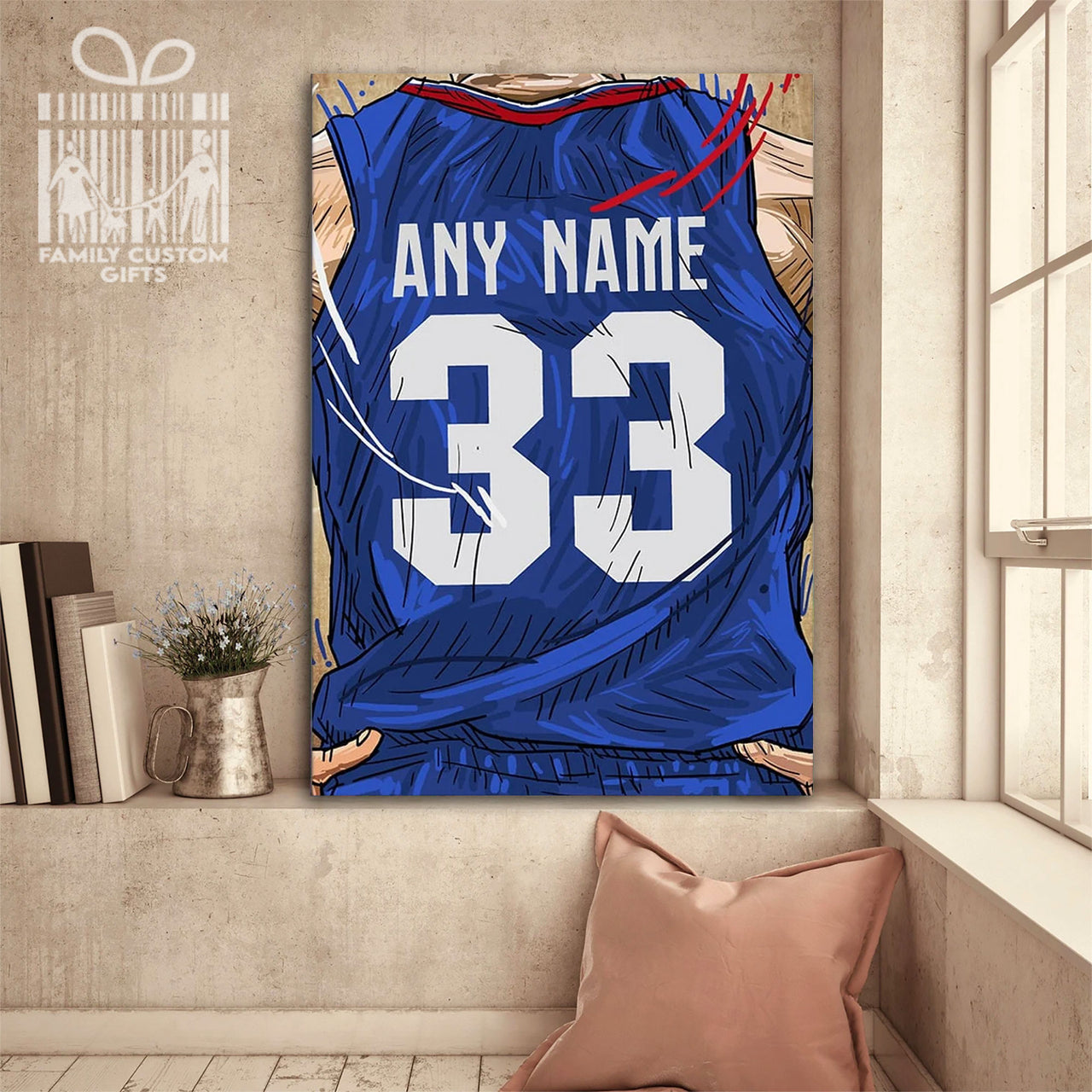 Los Angeles Clippers Jersey Custom Canvas Print Wall Art for Boy Girl Men Women Basketball Personalized Canvas Art