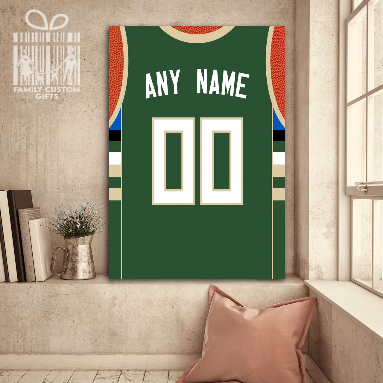 Milwaukee Jersey Custom Canvas Print Wall Art for Boy Girl Men Women Basketball Personalized Canvas Art