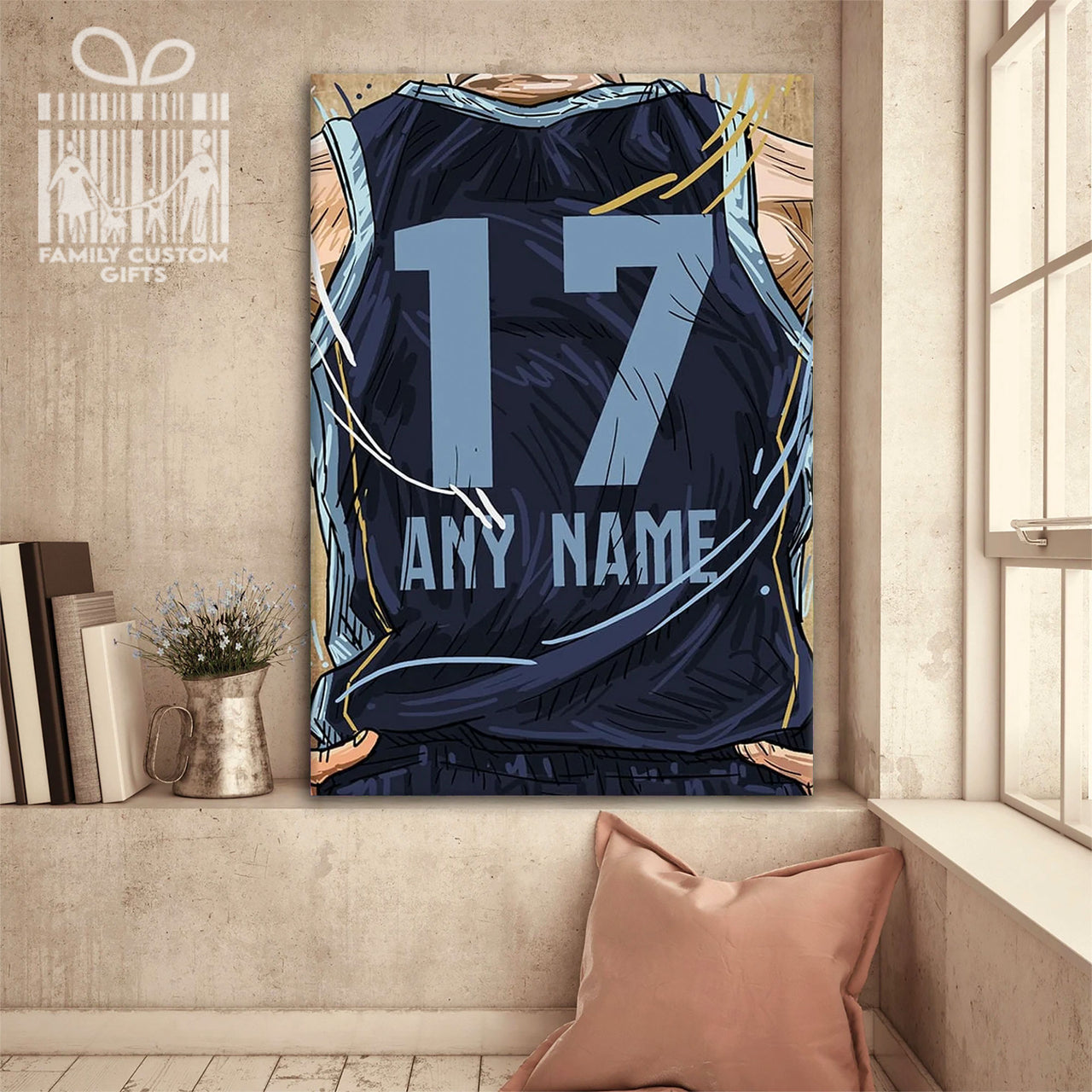 Memphis Tigers Jersey Custom Canvas Print Wall Art for Boy Girl Men Women Basketball Personalized Canvas Art