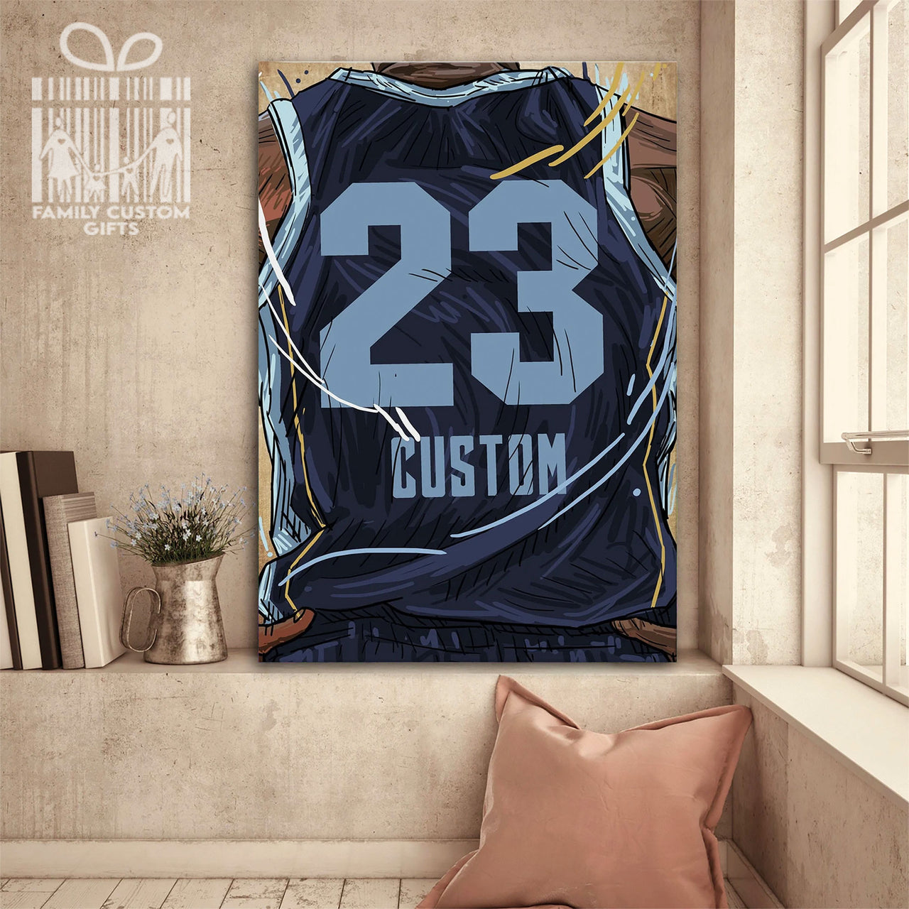 Memphis Tigers Jersey Custom Canvas Print Wall Art for Boy Girl Men Women Basketball Personalized Canvas Art