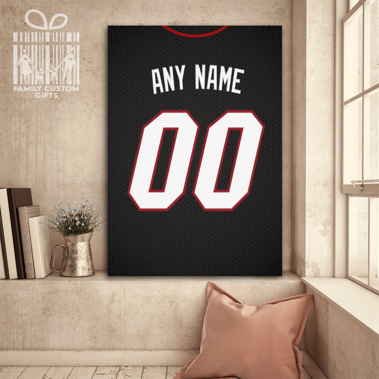 Miami Jersey Custom Canvas Print Wall Art for Boy Girl Men Women Basketball Personalized Canvas Art