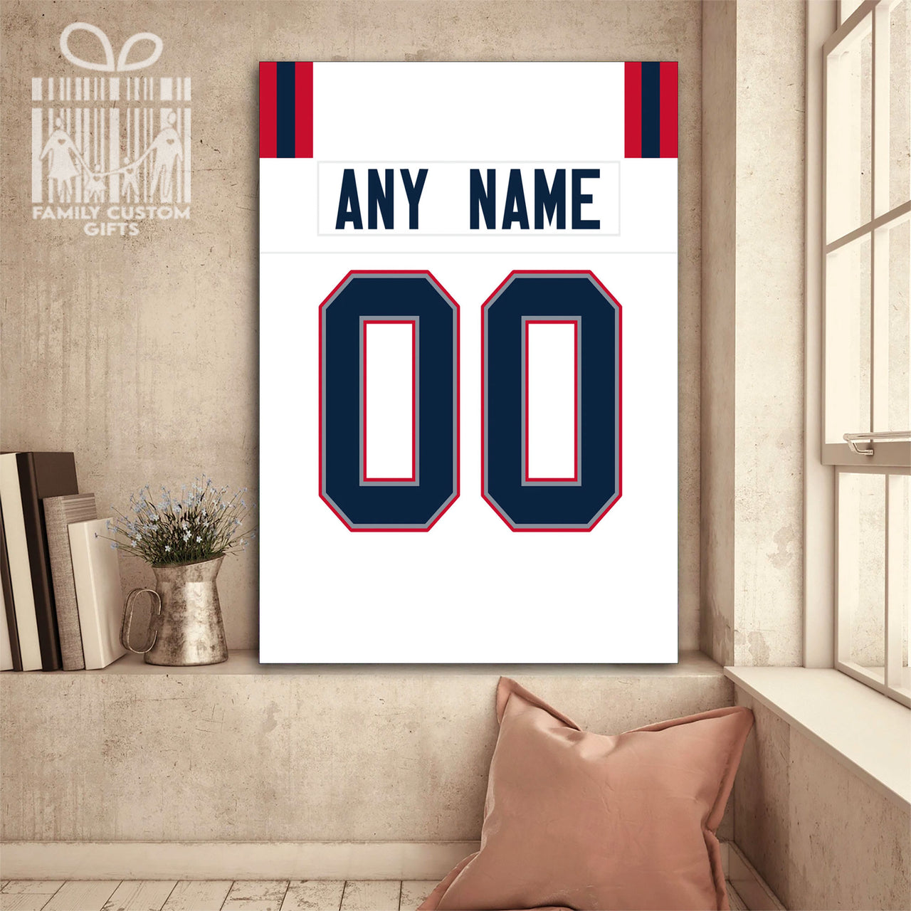 New England Jersey Custom Canvas Print Wall Art for Boy Girl Men Women Football Personalized Canvas Art