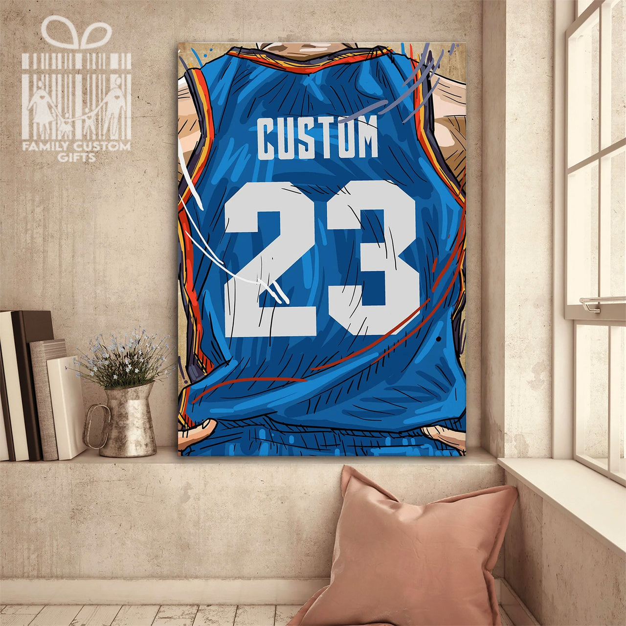 Oklahoma City Jersey Custom Canvas Print Wall Art for Boy Girl Men Women Basketball Personalized Canvas Art