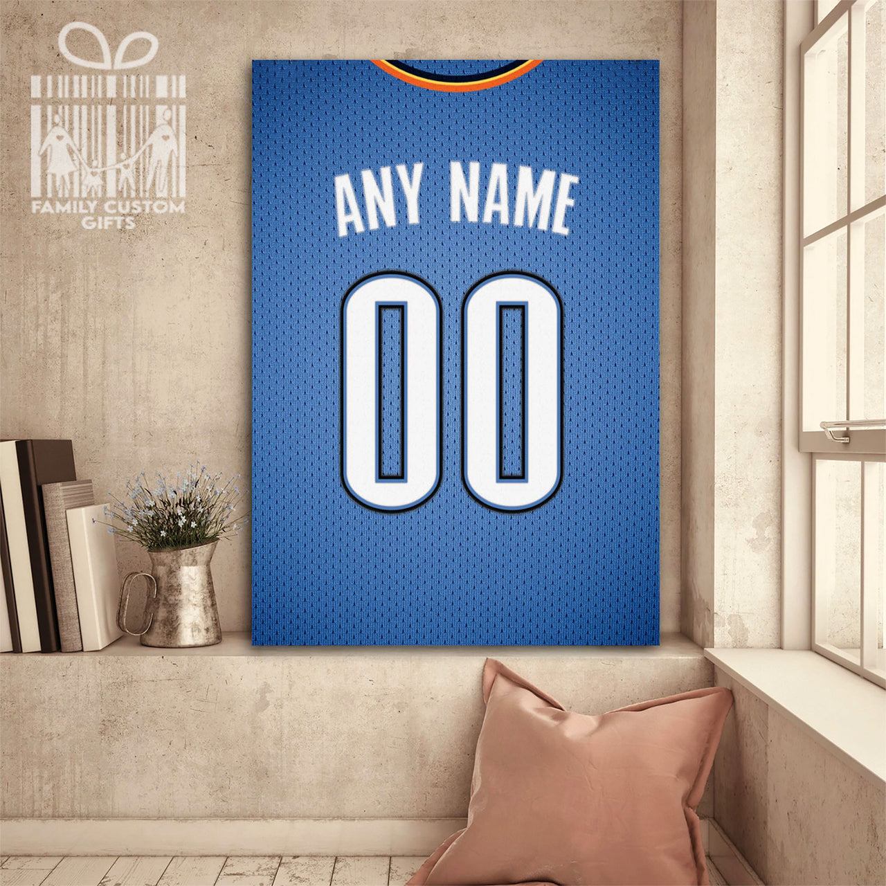 Oklahoma City Jersey Custom Canvas Print Wall Art for Boy Girl Men Women Basketball Personalized Canvas Art