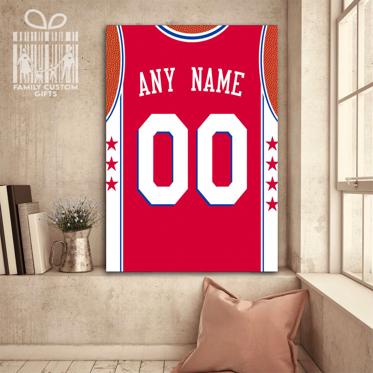 Philadelphia Jersey Custom Canvas Print Wall Art for Boy Girl Men Women Basketball Personalized Canvas Art