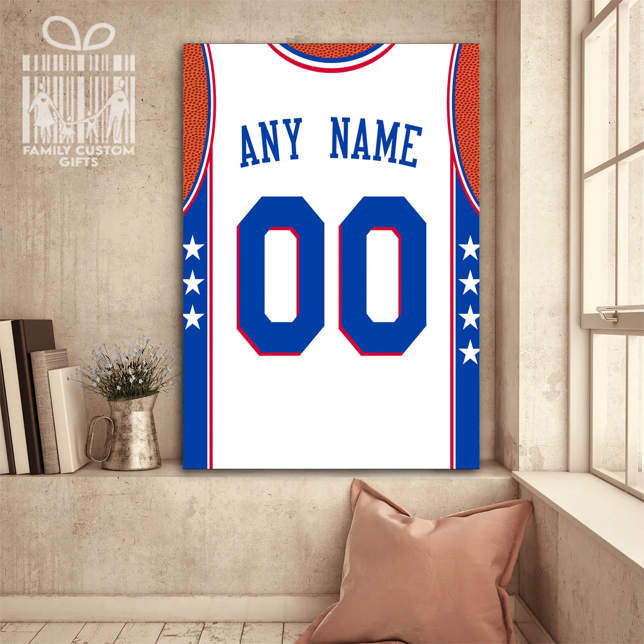 Philadelphia Jersey Custom Canvas Print Wall Art for Boy Girl Men Women Basketball Personalized Canvas Art