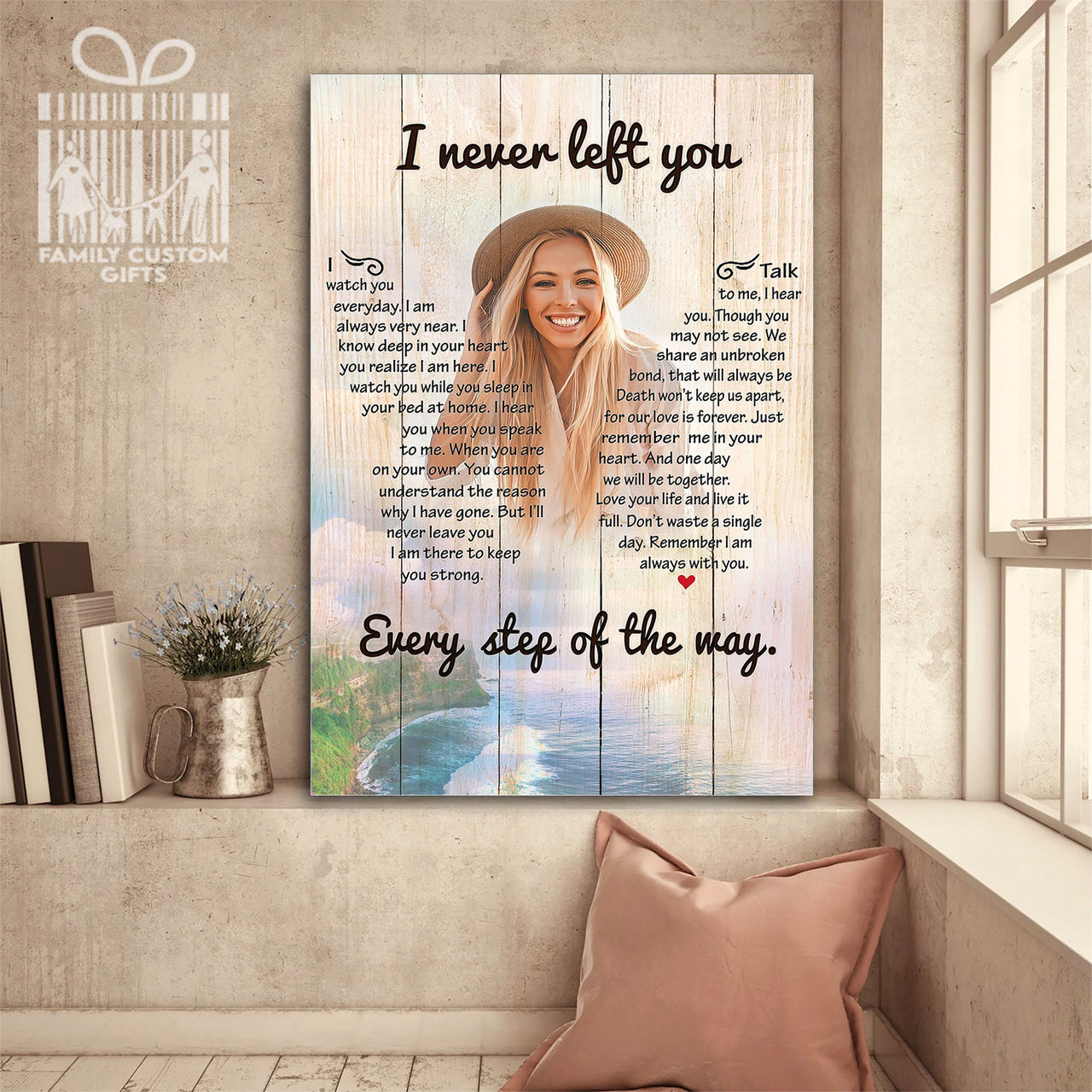 Custom Canvas Print Wall Art I Never Left You - Personalized Photo Memorial Canvas - Gift for Her & Him
