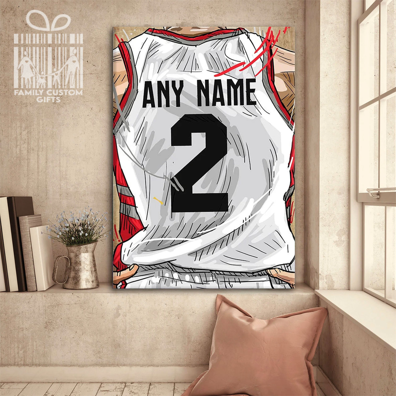 Toronto Jersey Art-Basketball Custom Personalized Canvas Print Basketball Fan