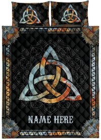 Thumbnail for Custom Quilt Sets Celtic Knot Triquetra Wicca Pagan Magical Mandala Premium Quilt Bedding for Men Women