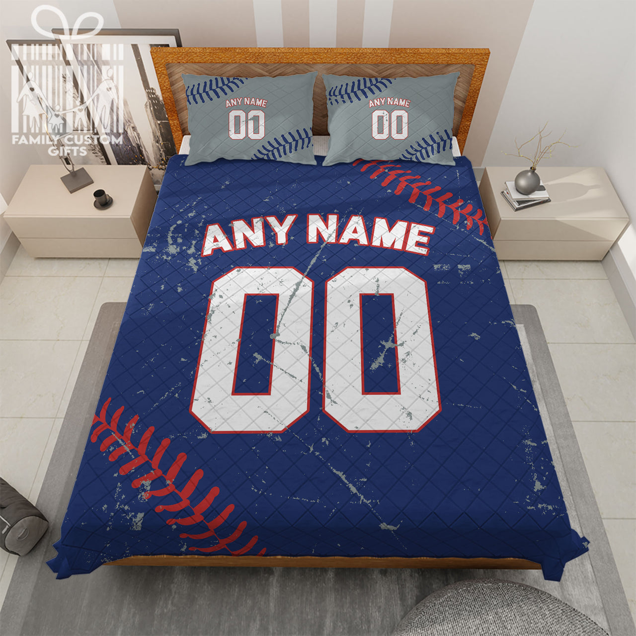 Custom Quilt Sets Chicago Jersey Personalized Baseball Premium Quilt Bedding for Men Women