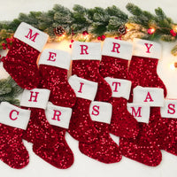 Thumbnail for Sequin Alphabet Christmas Socks: 2024 New Year Xmas Tree Decor and Home Festive Stockings for Navidad