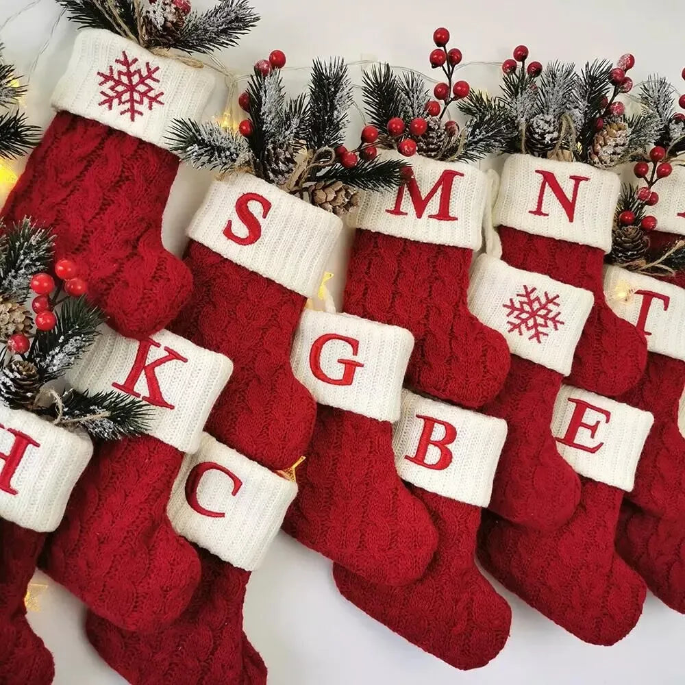 Personalized Custom Socks Snowflake and Letter Knitted Christmas Socks Home Decor and Xmas Tree Ornament Perfect for Navidad and Natal 2024 Gifts
