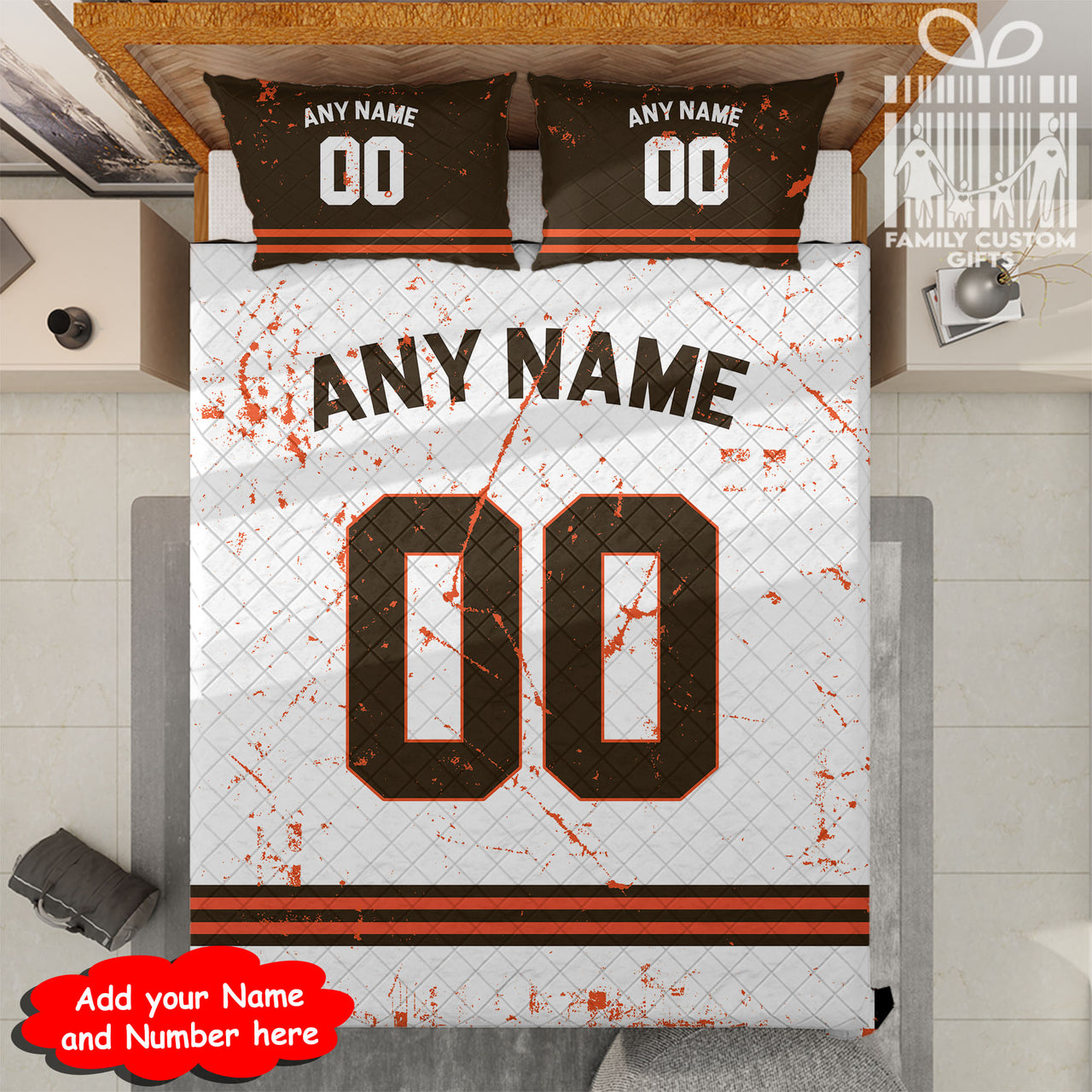 Custom Quilt Sets Cleveland Jersey Personalized Football Premium Quilt Bedding for Men Women