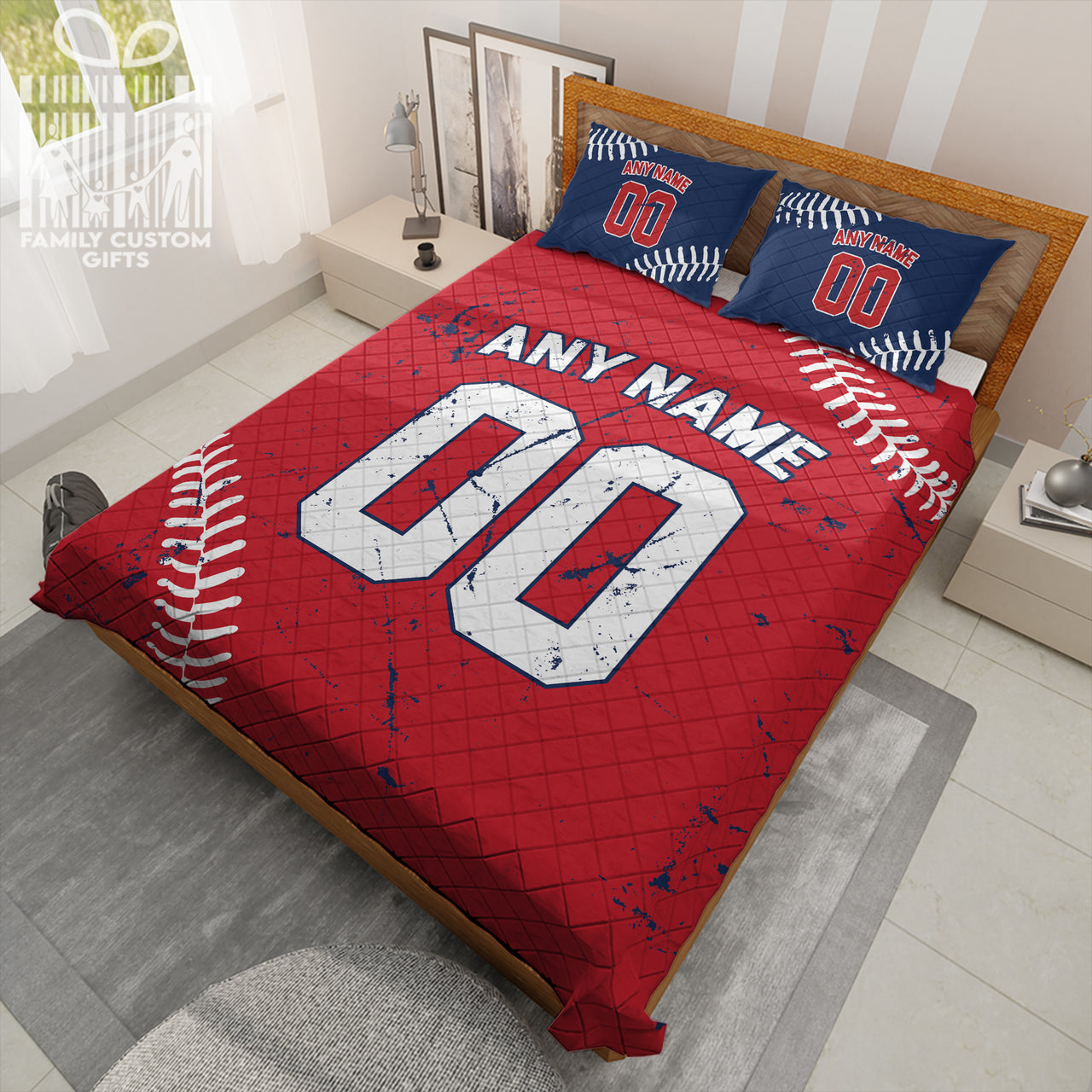 Custom Quilt Sets Cleveland Jersey Personalized Baseball Premium Quilt Bedding for Men Women