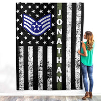 Thumbnail for Personalized Custom Name Rank United States US Air Soldier Military Veteran Airman Fleece Sherpa Blanket