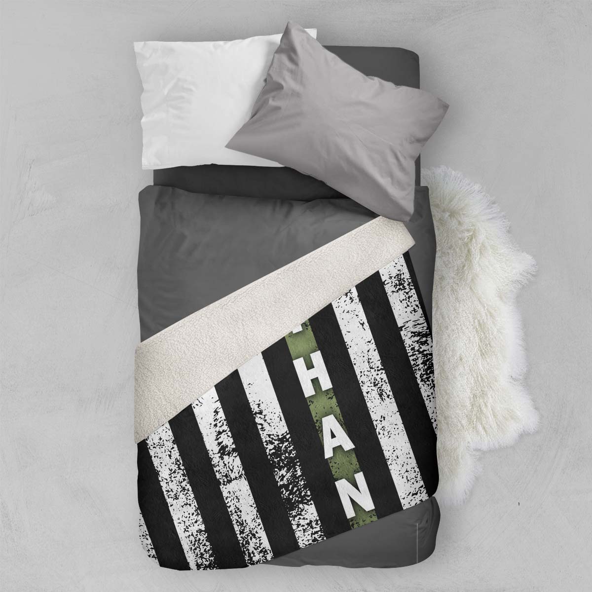 Personalized Custom Name Rank United States US Air Soldier Military Veteran Airman Fleece Sherpa Blanket