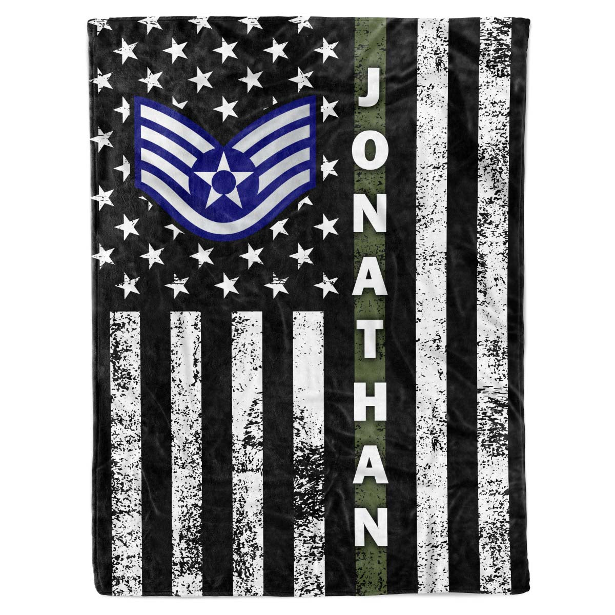 Personalized Custom Name Rank United States US Air Soldier Military Veteran Airman Fleece Sherpa Blanket