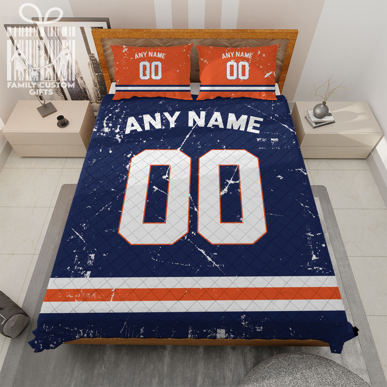 Custom Quilt Sets Denver Jersey Personalized Football Premium Quilt Bedding for Men Women