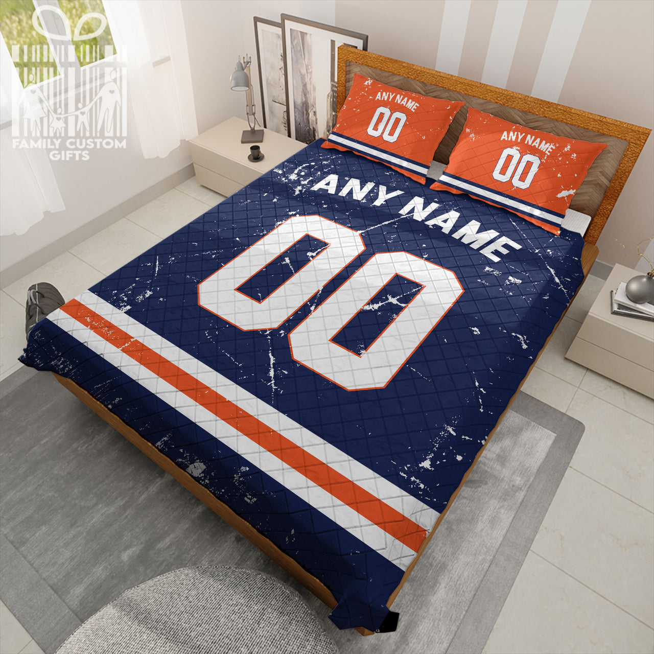 Custom Quilt Sets Denver Jersey Personalized Football Premium Quilt Bedding for Men Women